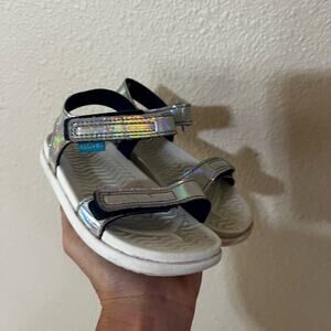 Native Kids Toddler 9 C9 Blue Silver Holographic Water Sandals Adjustable